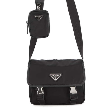 Prada Shoulder Bag Re-Nylon Triangle Logo Black