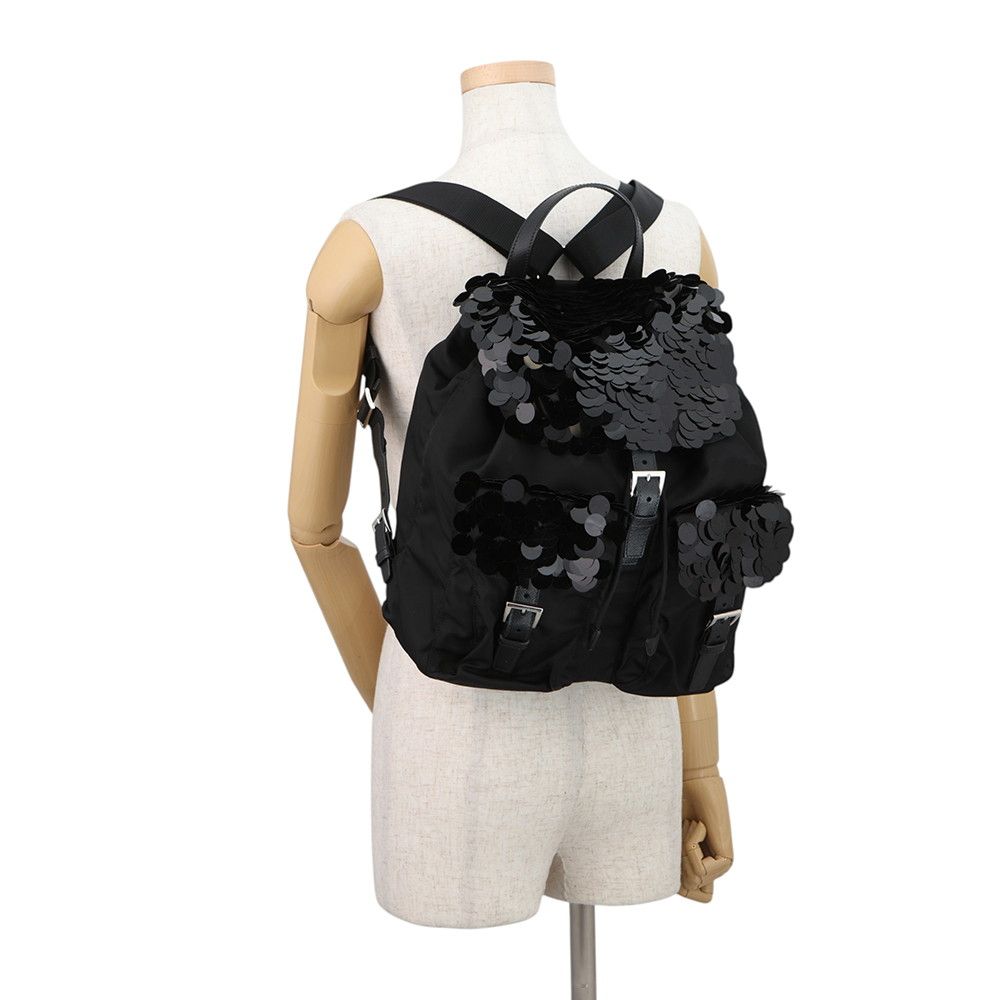 Prada Backpack Nylon Sequin Black — view 4