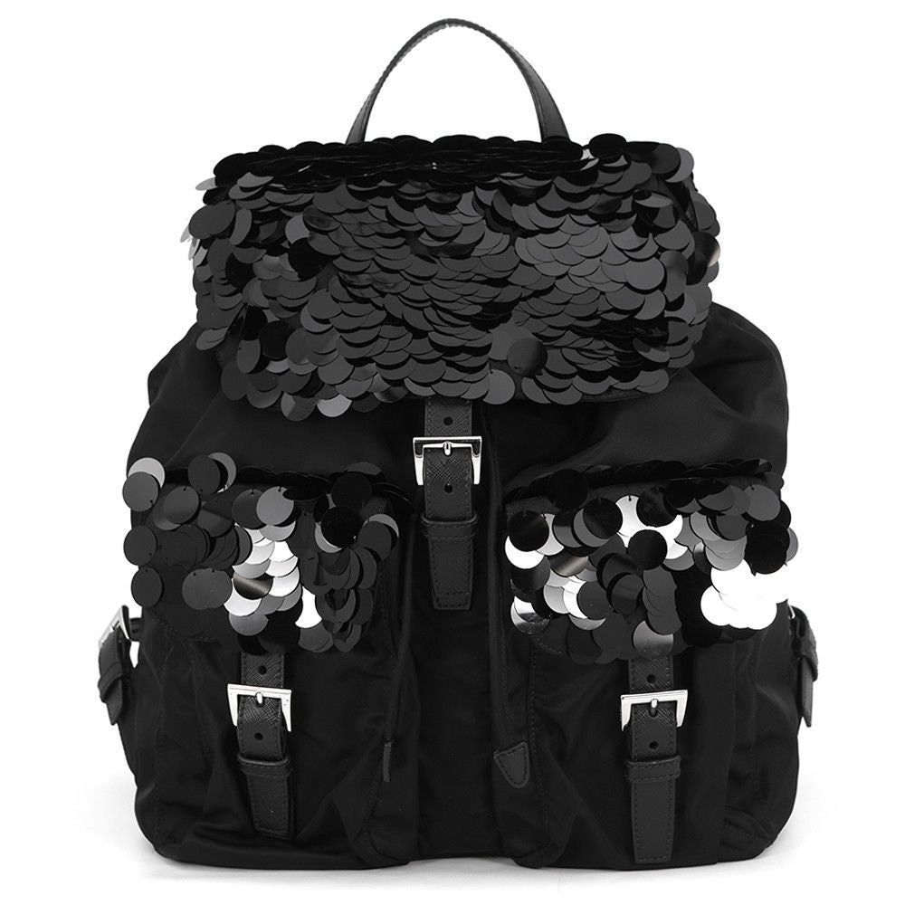Prada Backpack Nylon Sequin Black
