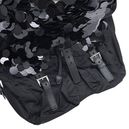 Prada Backpack Nylon Sequin Black — view 6