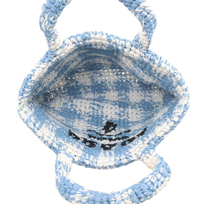 Prada Tote Logo Crochet Small Raffia Handbag — view 5