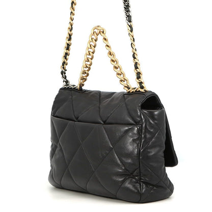 Chanel Chain Shoulder Bag 19 Dizeneuf CC Logo Maxi Shiny Lambskin 2-Way Black — view 2