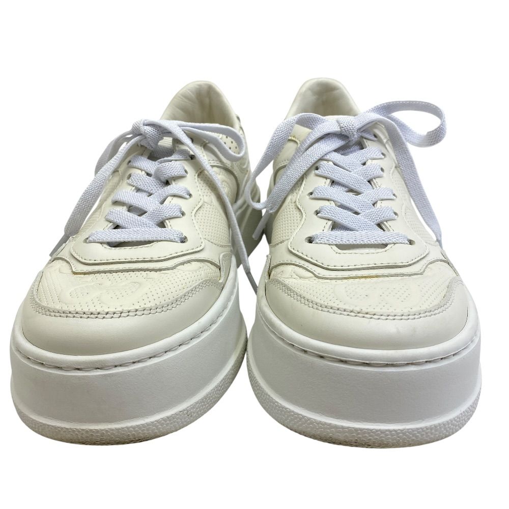 Gucci GG Embossed Sneakers Thick Sole Perforated Leather White Comfortable — view 2