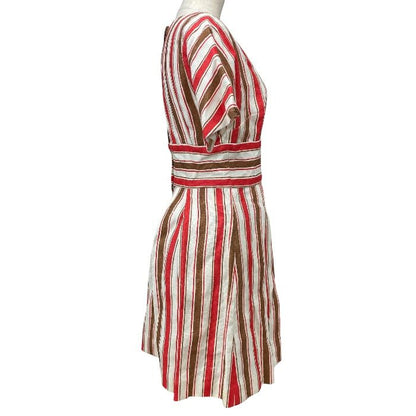 Dolce & Gabbana Sicilian Line Striped Dress Linen Red White 38 Gorgeous High — view 4