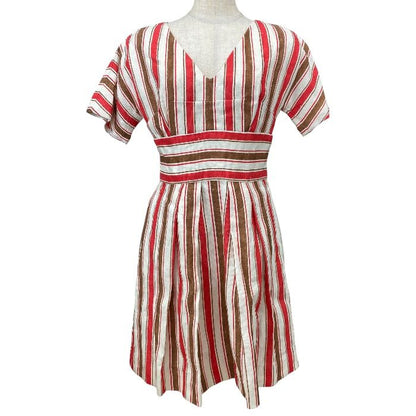 Dolce & Gabbana Sicilian Line Striped Dress Linen Red White 38 Gorgeous High
