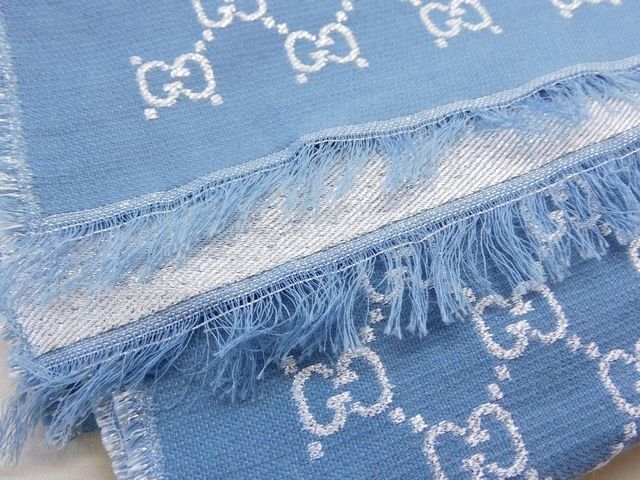 Gucci GG Lame Shawl Cotton Rayon Light Blue Scarf — view 2