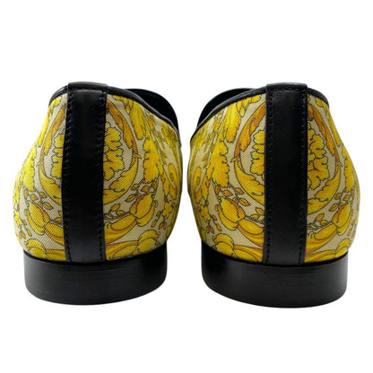 Versace Barocco Loafers Slip on Shoes Silk Cotton Yellow High Quality Comfortabl — view 4