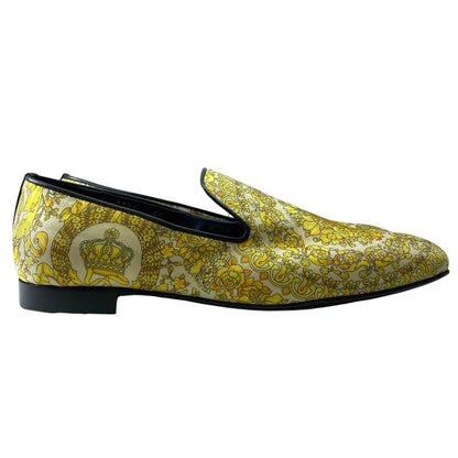 Versace Barocco Loafers Slip on Shoes Silk Cotton Yellow High Quality Comfortabl — view 5