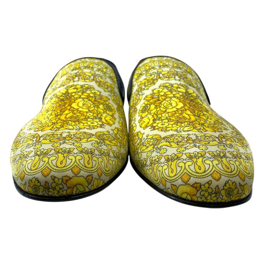 Versace Barocco Loafers Slip on Shoes Silk Cotton Yellow High Quality Comfortabl — view 2
