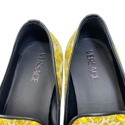 Versace Barocco Loafers Slip on Shoes Silk Cotton Yellow High Quality Comfortabl — view 6