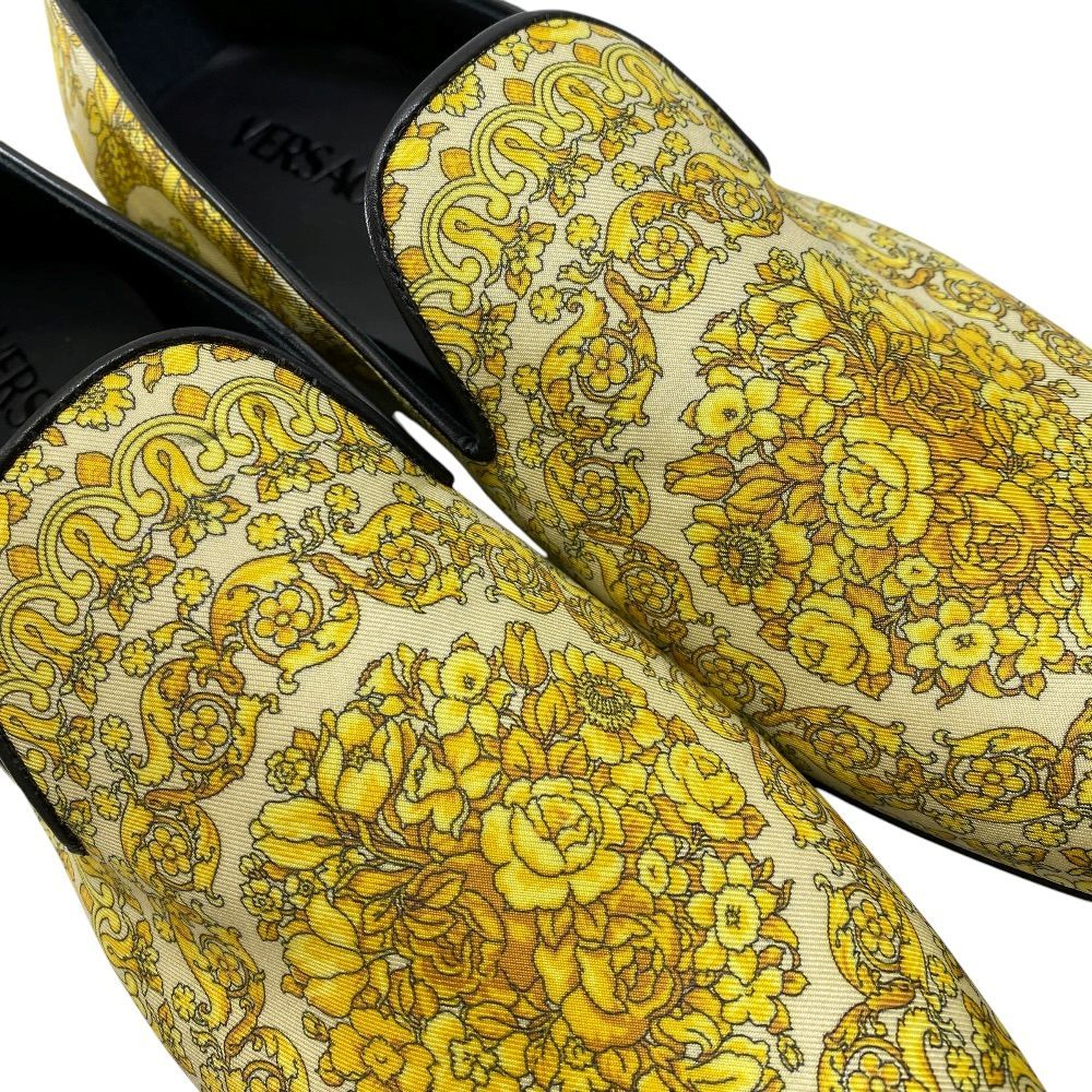 Versace Barocco Loafers Slip on Shoes Silk Cotton Yellow High Quality Comfortabl — view 8