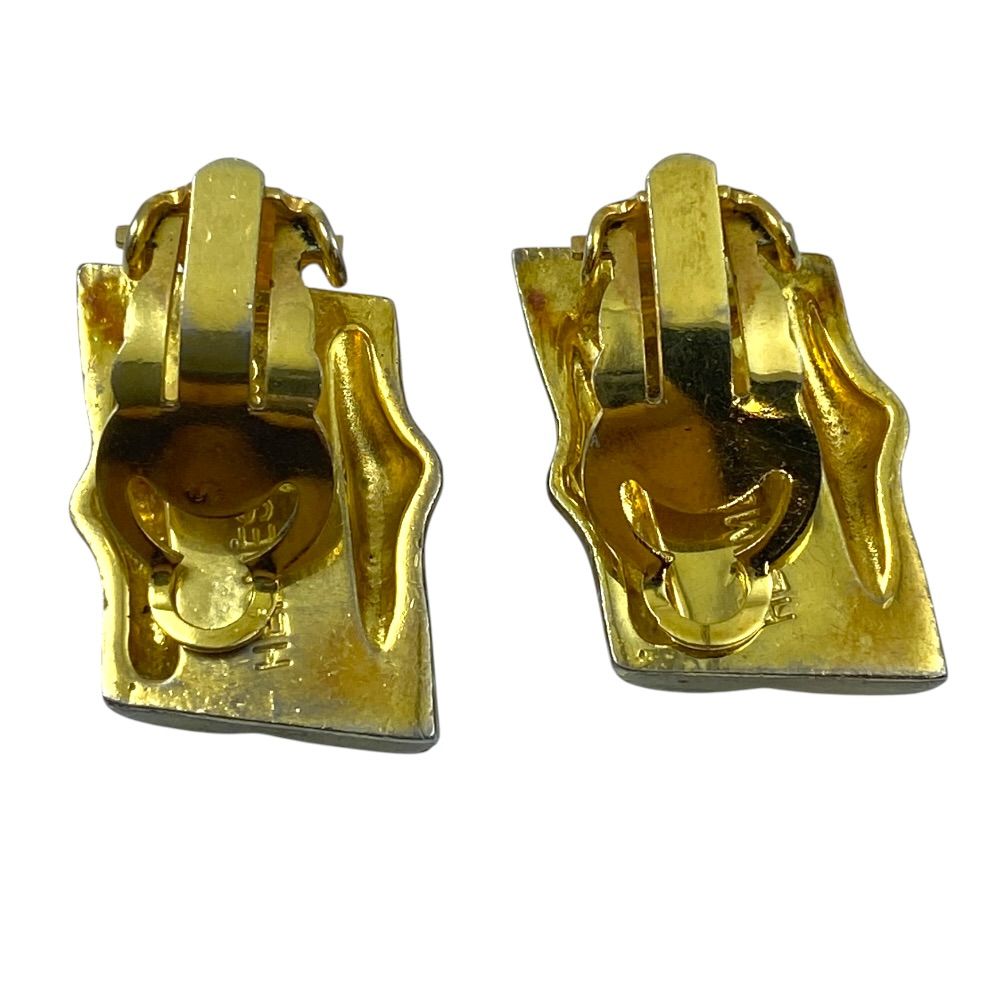 Hermes Vintage Earrings Bamboo Motif Metal Gold Gorgeous Presence — view 2