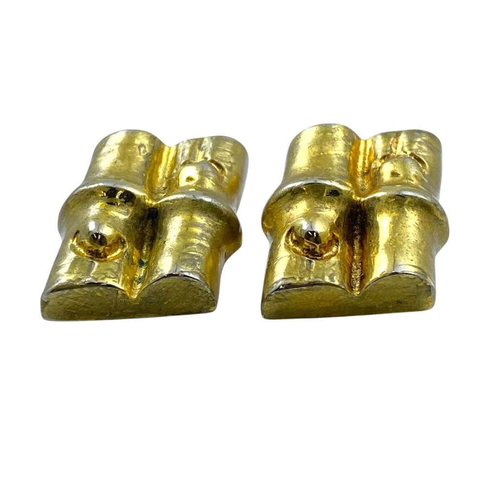 Hermes Vintage Earrings Bamboo Motif Metal Gold Gorgeous Presence — view 6