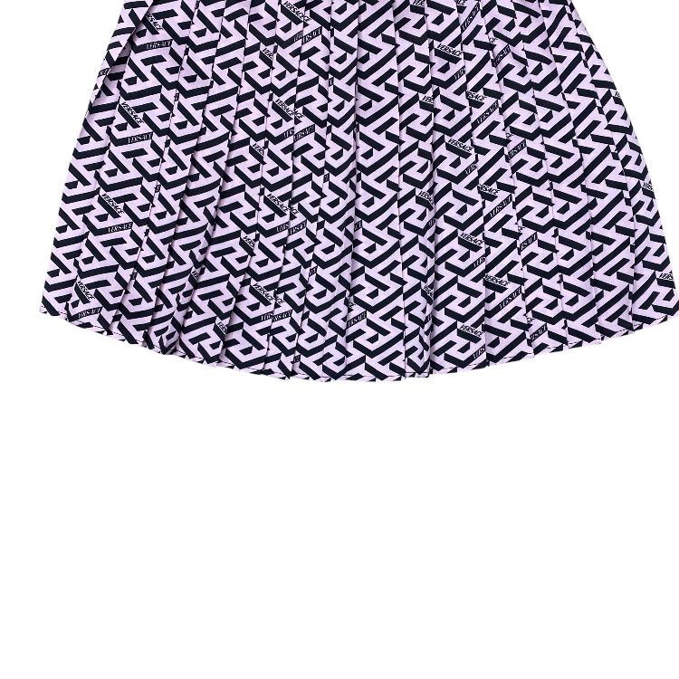 Versace la Greca Pleats Mini Skirt Polyester Pink Black Fine Contemporary — view 8