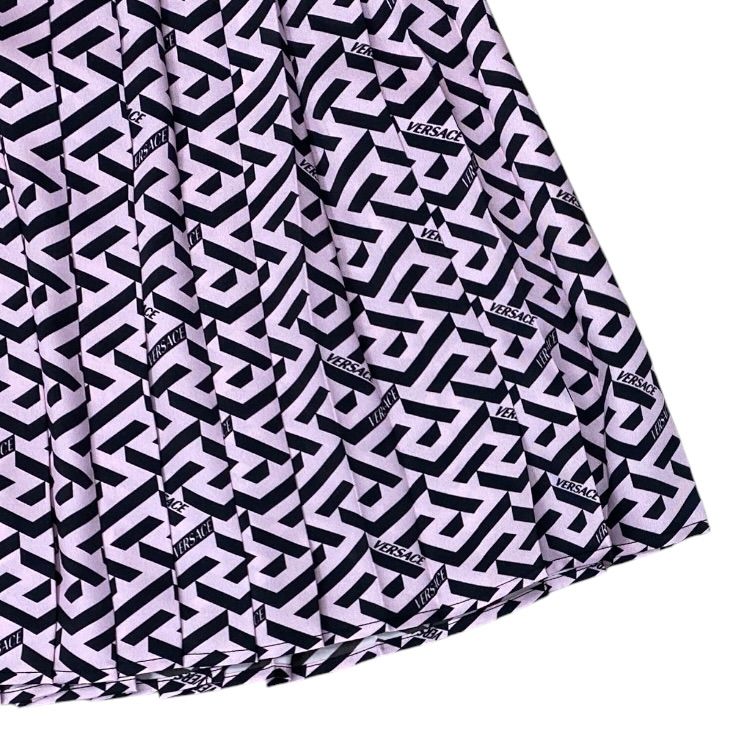 Versace la Greca Pleats Mini Skirt Polyester Pink Black Fine Contemporary — view 5