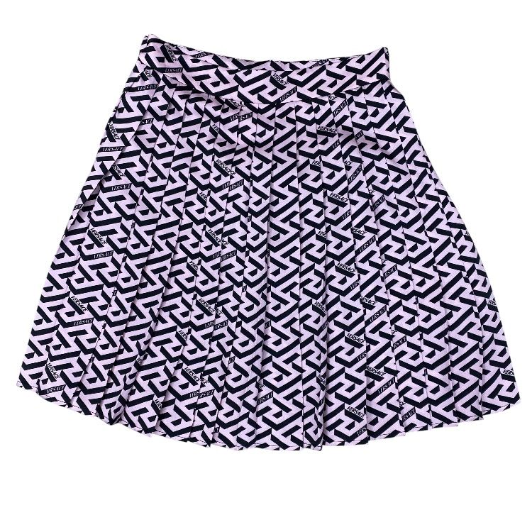 Versace la Greca Pleats Mini Skirt Polyester Pink Black Fine Contemporary — view 2