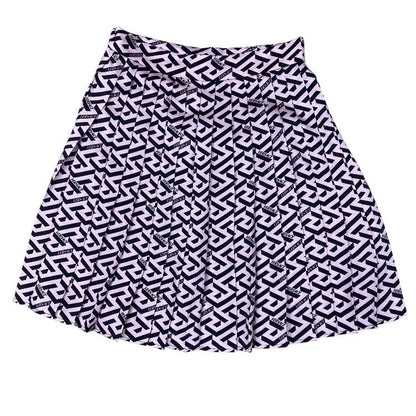 Versace la Greca Pleats Mini Skirt Polyester Pink Black Fine Contemporary — view 2