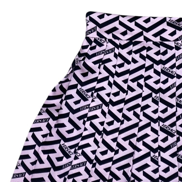 Versace la Greca Pleats Mini Skirt Polyester Pink Black Fine Contemporary — view 4