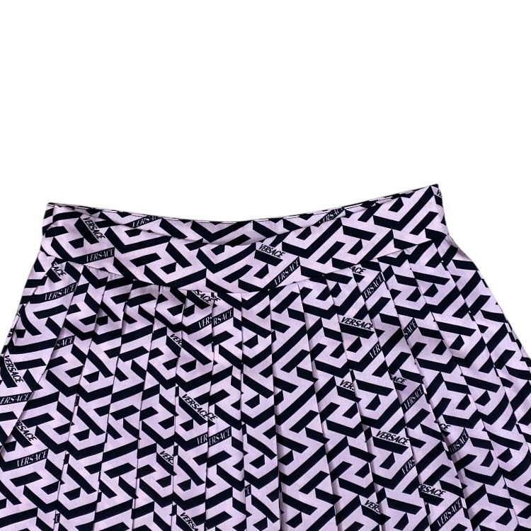 Versace la Greca Pleats Mini Skirt Polyester Pink Black Fine Contemporary — view 7