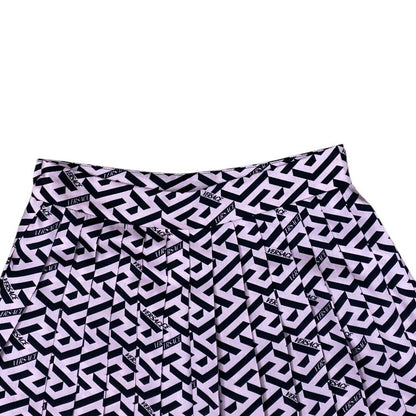 Versace la Greca Pleats Mini Skirt Polyester Pink Black Fine Contemporary — view 7