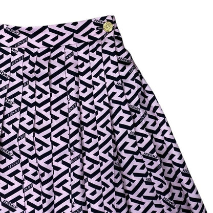 Versace la Greca Pleats Mini Skirt Polyester Pink Black Fine Contemporary — view 3