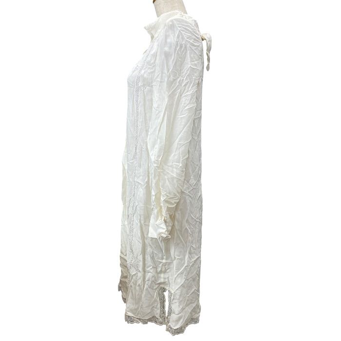 Fendi Vintage Tunic Dress Ruffle High Neck Lace O2r Silk Ivory Gorgeous — view 2