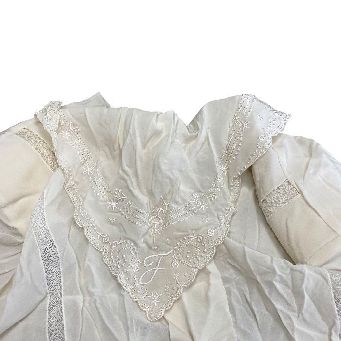 Fendi Vintage Tunic Dress Ruffle High Neck Lace O2r Silk Ivory Gorgeous — view 4