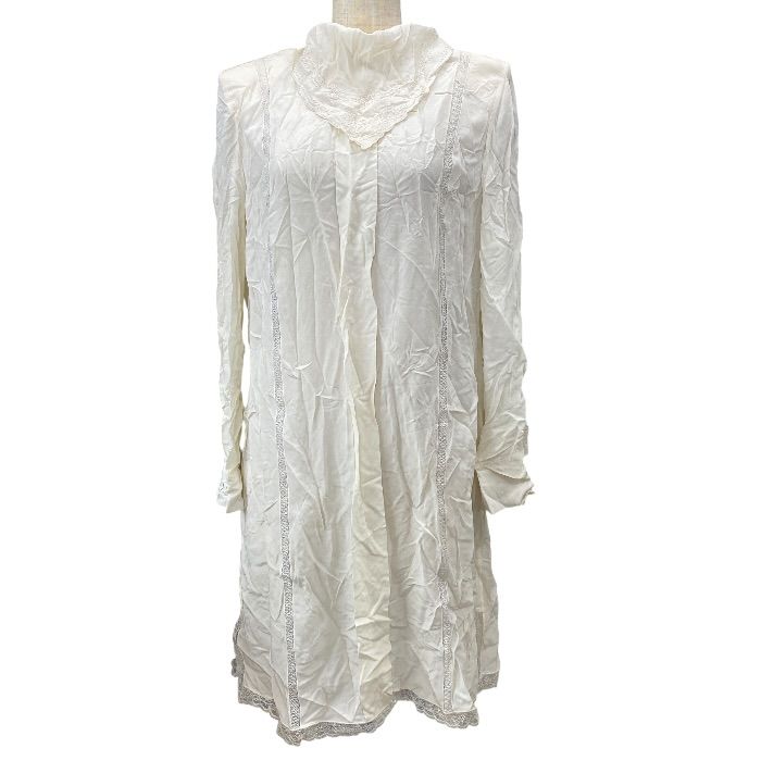 Fendi Vintage Tunic Dress Ruffle High Neck Lace O2r Silk Ivory Gorgeous