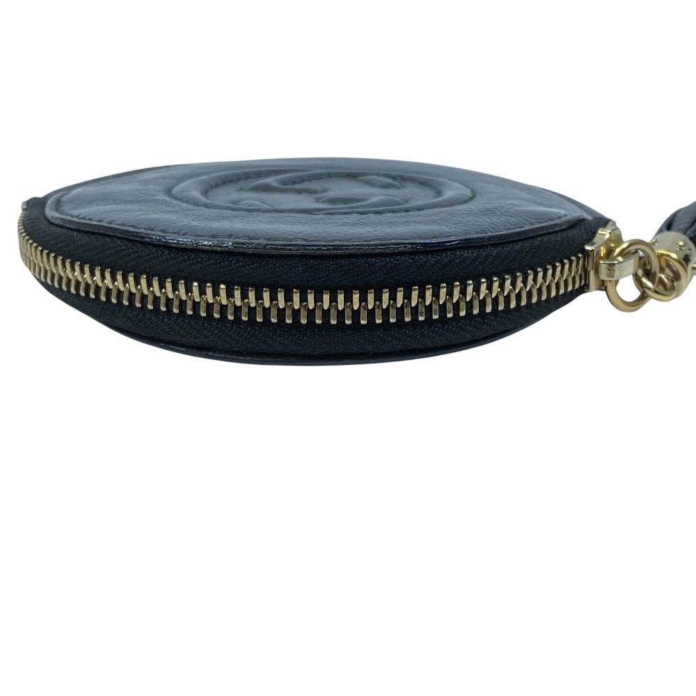 Gucci Soho Coin Case Wallet Purse Circle Patent Leather Black Everyday — view 5