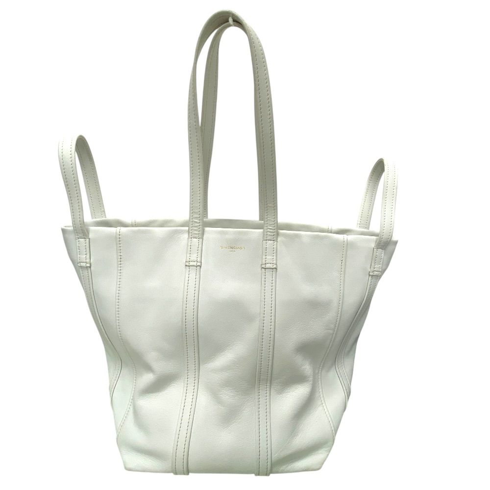 Balenciaga Laundry Cabas Tote Bag 2-Way Logo Leather White Fine Practical Modern