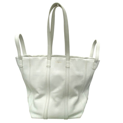 Balenciaga Laundry Cabas Tote Bag 2-Way Logo Leather White Fine Practical Modern