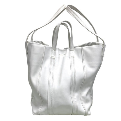 Balenciaga Laundry Cabas Tote Bag 2-Way Logo Leather White Fine Practical Modern — view 3