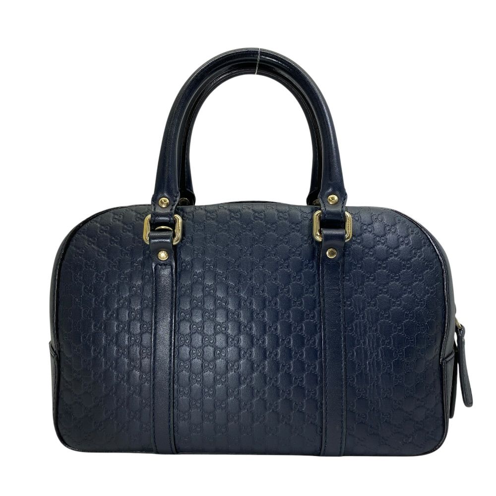 Gucci Micro Guccissima Mini Boston Bag GG Embossed Leather Navy Silver Going — view 2