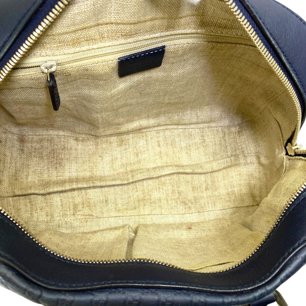 Gucci Micro Guccissima Mini Boston Bag GG Embossed Leather Navy Silver Going — view 5