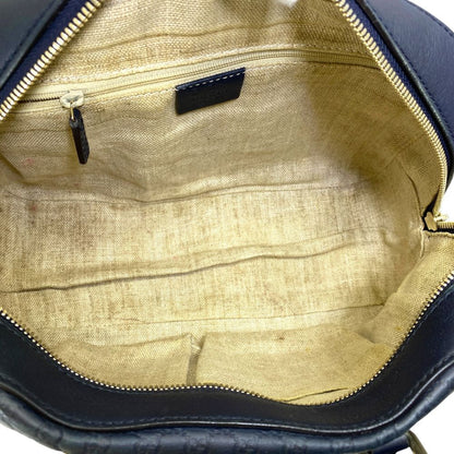 Gucci Micro Guccissima Mini Boston Bag GG Embossed Leather Navy Silver Going — view 5