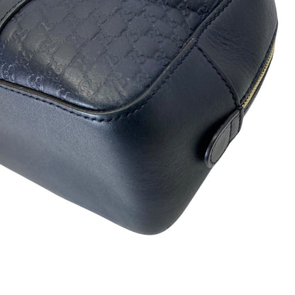 Gucci Micro Guccissima Mini Boston Bag GG Embossed Leather Navy Silver Going — view 3
