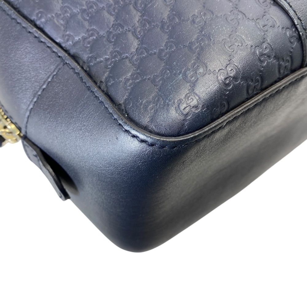 Gucci Micro Guccissima Mini Boston Bag GG Embossed Leather Navy Silver Going — view 4