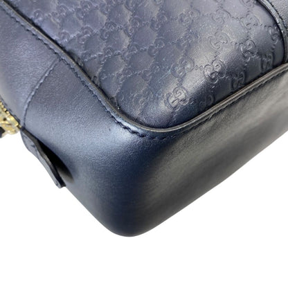 Gucci Micro Guccissima Mini Boston Bag GG Embossed Leather Navy Silver Going — view 4