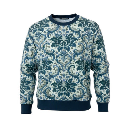 Dolce & Gabbana D&G Long Sleeve Sweatshirt Crew Neck Floral Pattern 44 Navy