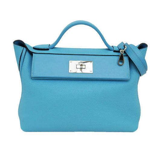 Hermes Vanquatre 29 Blue Nole Togo Swift Silver Tote Handbag Bag