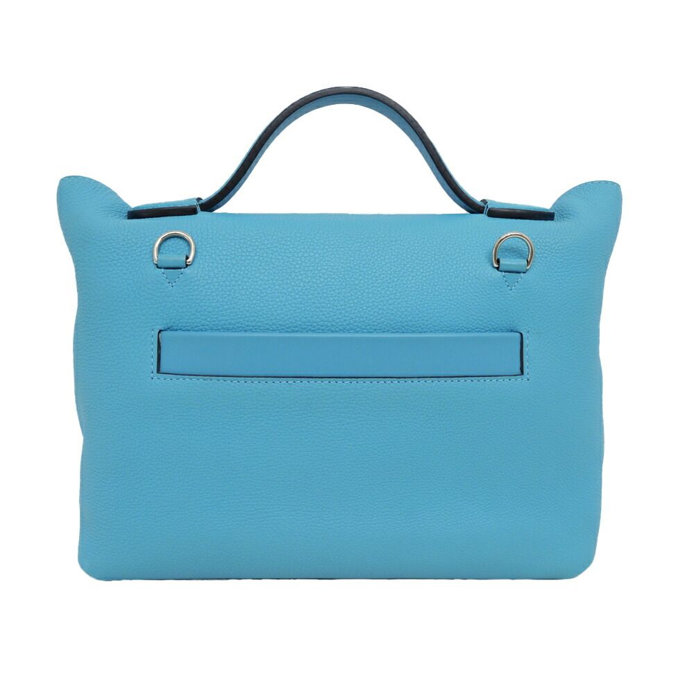 Hermes Vanquatre 29 Blue Nole Togo Swift Silver Tote Handbag Bag — view 2