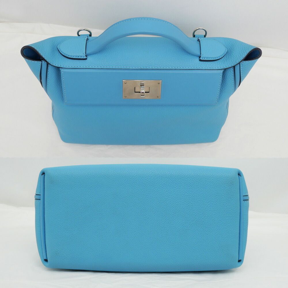 Hermes Vanquatre 29 Blue Nole Togo Swift Silver Tote Handbag Bag — view 4