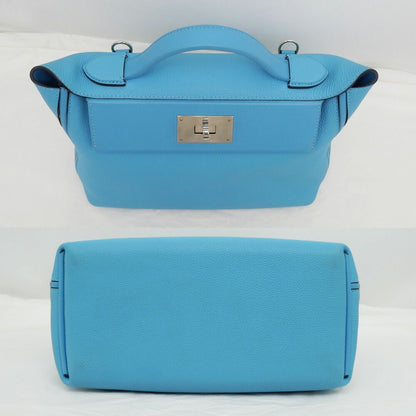 Hermes Vanquatre 29 Blue Nole Togo Swift Silver Tote Handbag Bag — view 4