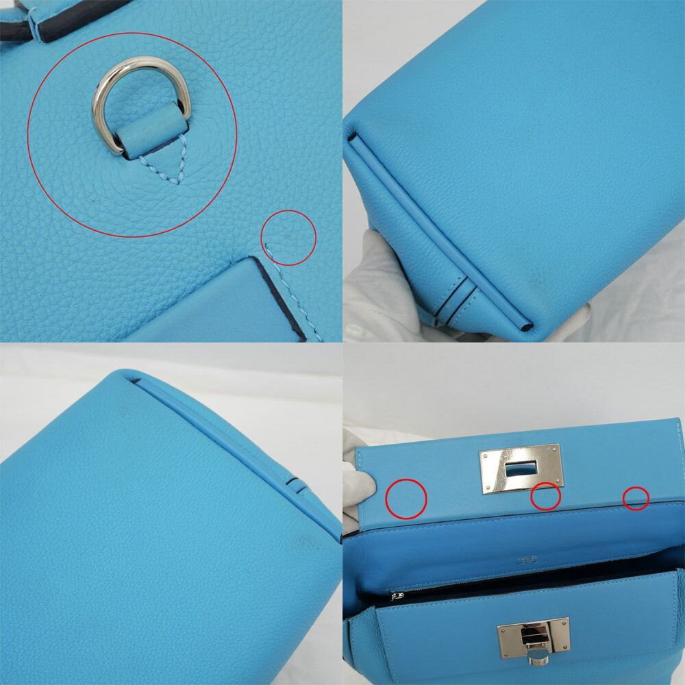 Hermes Vanquatre 29 Blue Nole Togo Swift Silver Tote Handbag Bag — view 7