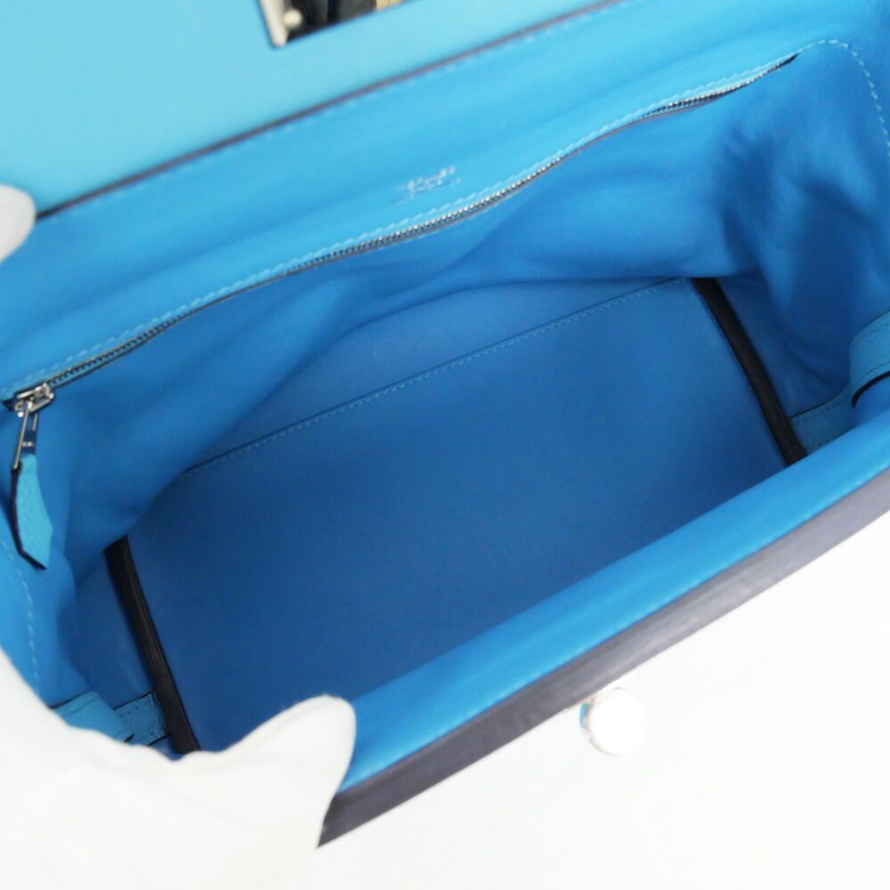Hermes Vanquatre 29 Blue Nole Togo Swift Silver Tote Handbag Bag — view 5