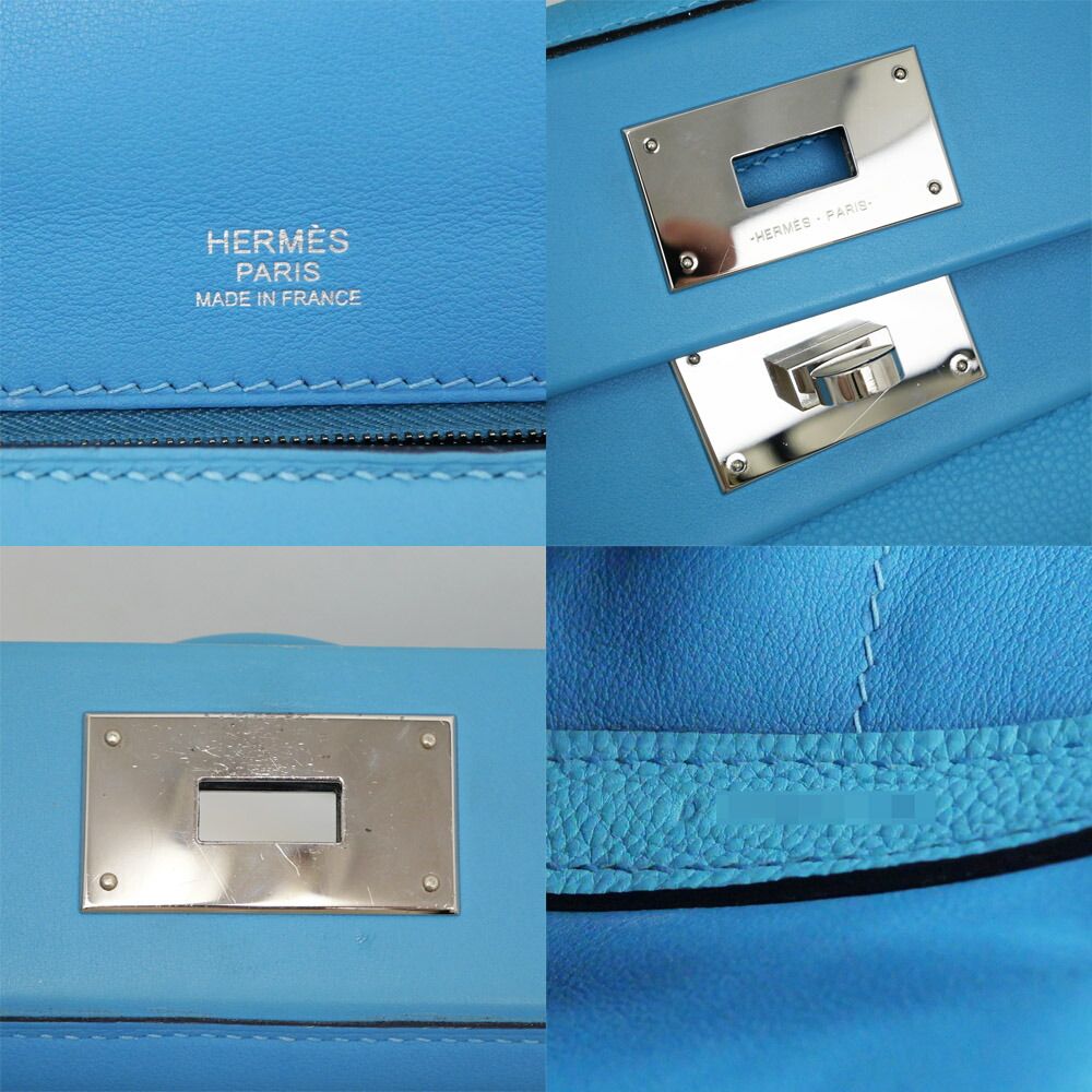 Hermes Vanquatre 29 Blue Nole Togo Swift Silver Tote Handbag Bag — view 6
