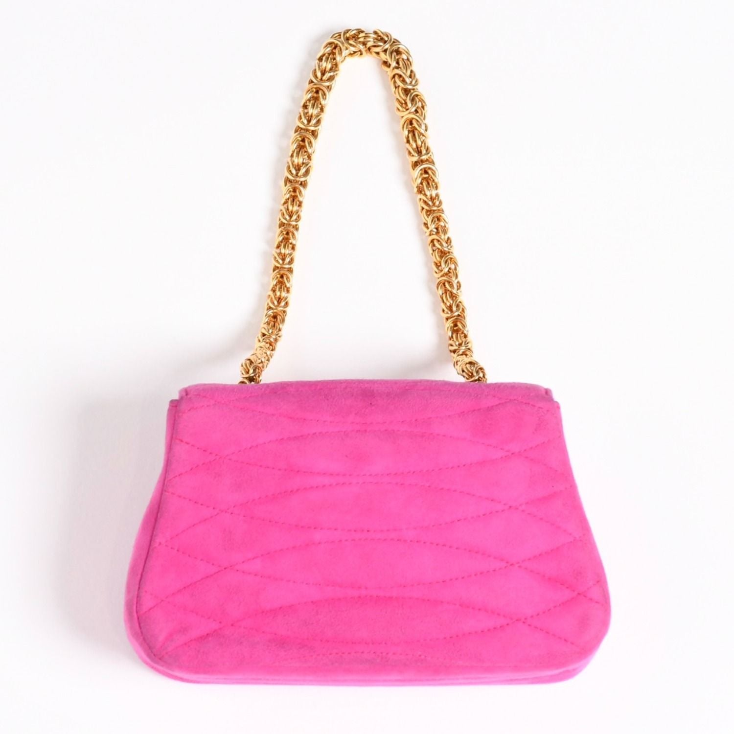 Chanel Mini Bag CC Logo Stitch Suede Pink Turnlock Gold — view 2