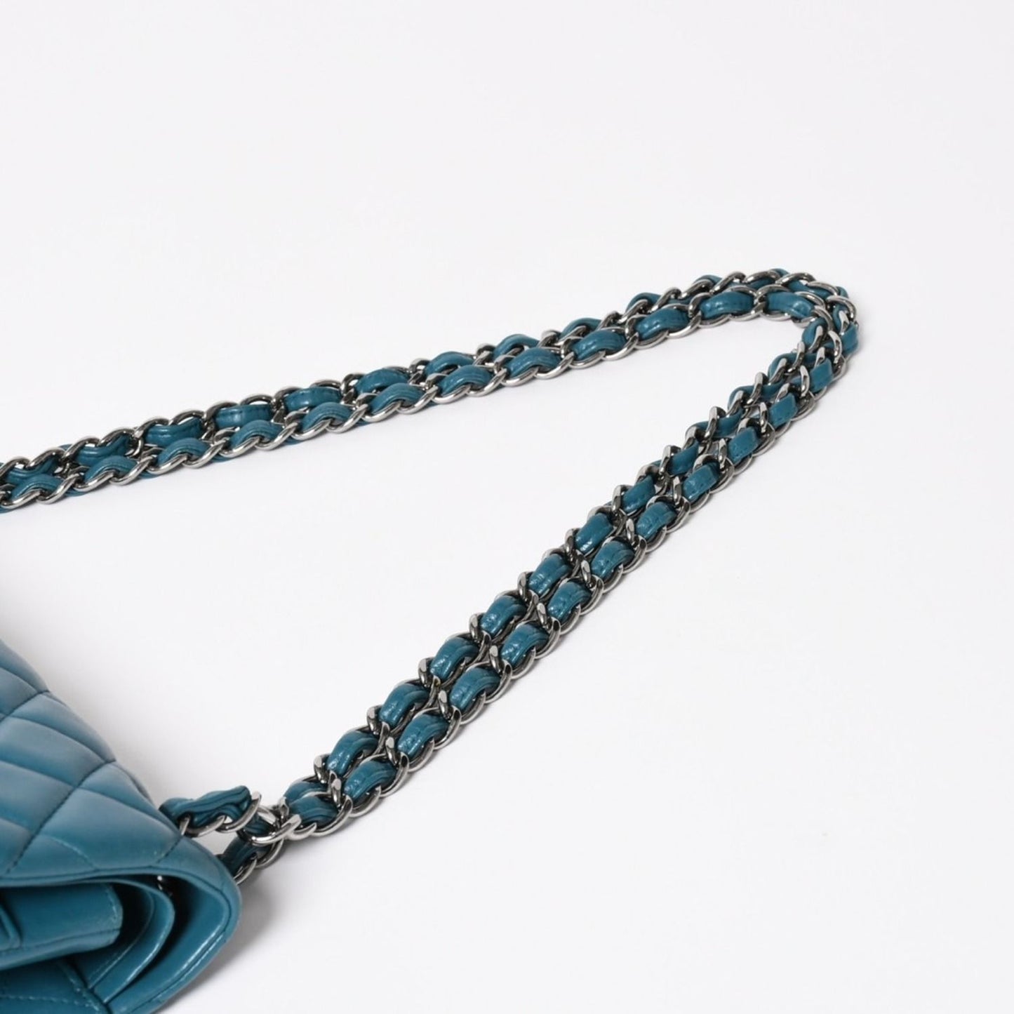 Chanel Maxi Quilted 30 Double Flap Chain Shoulder Bag CC Logo Lambskin Turquoise — view 7