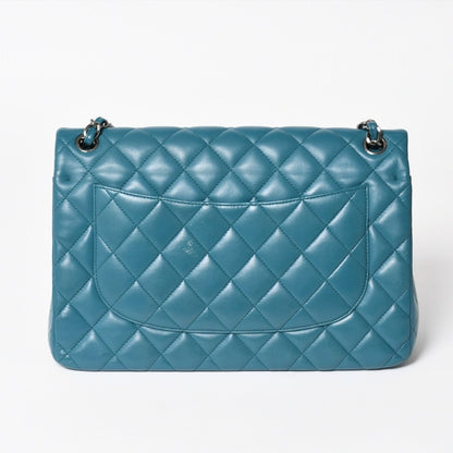 Chanel Maxi Quilted 30 Double Flap Chain Shoulder Bag CC Logo Lambskin Turquoise — view 2