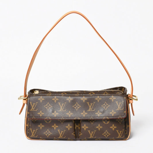Louis Vuitton Viva-Cite MM Handbag Bag Monogram Brown Gold